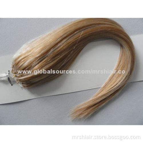 22-inch Piano Color 12#/22# Silk Straight Micro Loop Ring Hair Extensions